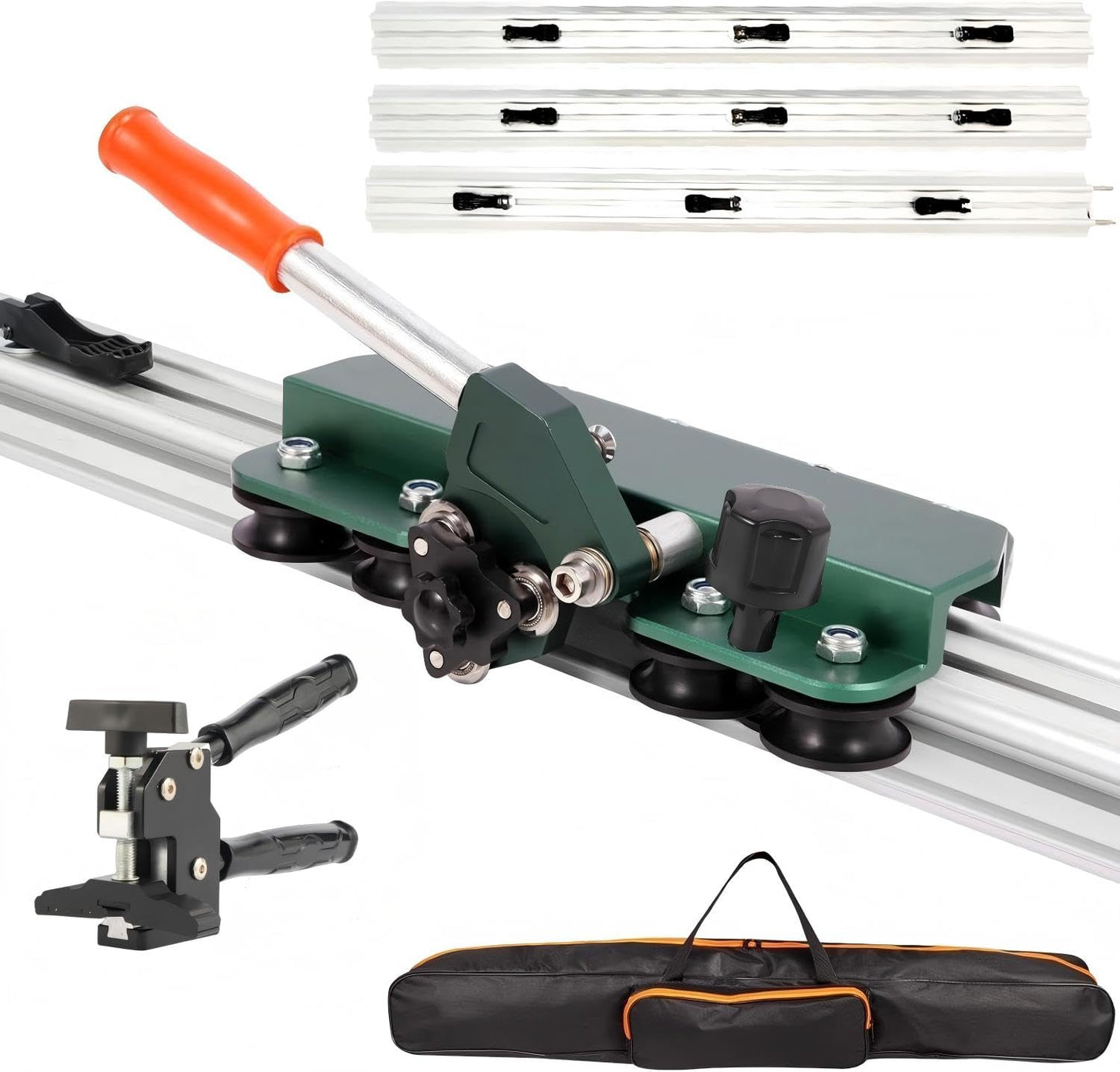 110" Large FormatTile Cutter, Manual Ceramic Tile Cutting Tool with Built-in Suction Cups & Tile Clamp, 3-Head Scoring Wheel System, for Up to 0.47-Inch Thick Tiles
