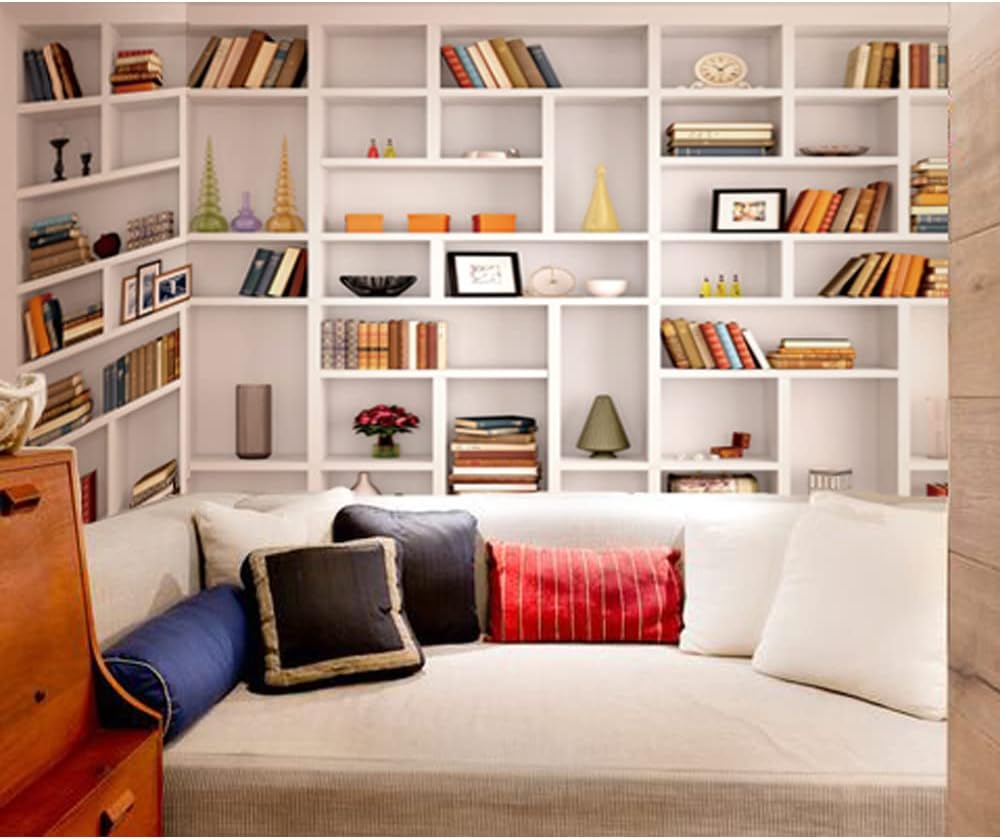 Maijoeyy 7x5ft Polyester White Bookshelf Backdrop for Home Office