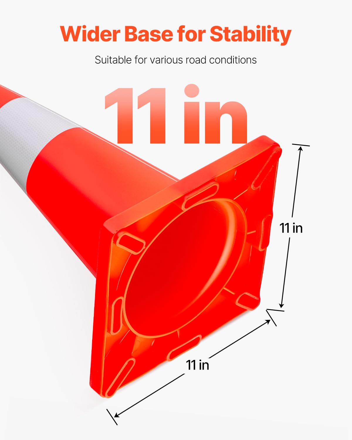 VEVOR 12Pack 18" Traffic Cones, Safety Road Parking Cones PVC Base, Orange Traffic Cone with Reflective Collars, Hazard Construction Cones for Home Traffic Parking