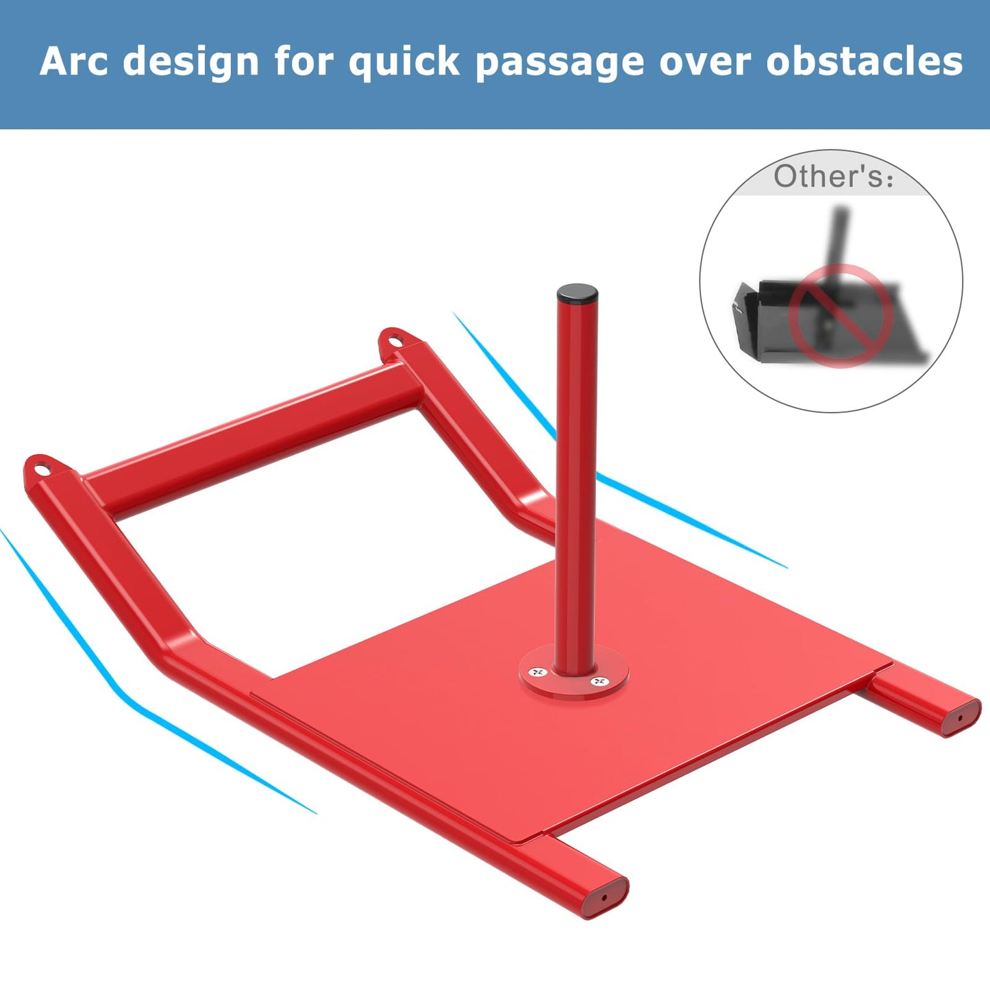 BeneLabel Weight Sled Fitness Strength Training Sled Red Weighted Training Sled Fits 1" & 2" Weight Plates Workout Sled Exercise Sled for Speed and Soccer Training