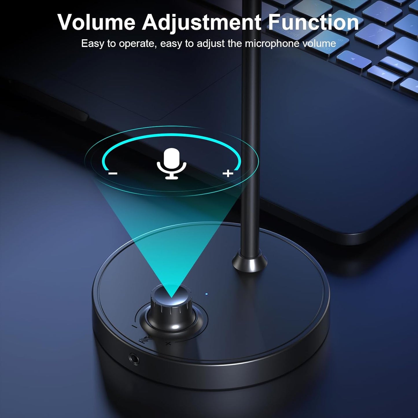 Aokeo USB Desktop Microphone, Computer Microphone for PC with Noise Cancellation & Click to Mute Function
