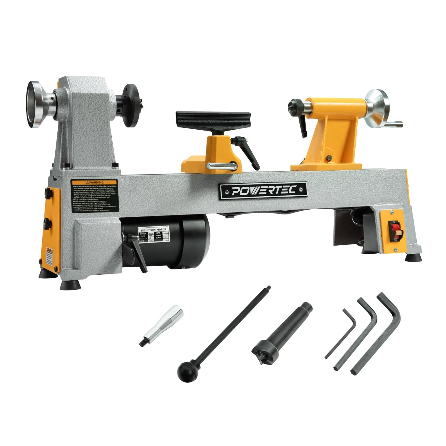 POWERTEC 10" x 18" Benchtop Mini Wood Lathe – 1/2HP, 5-Speed Cast Iron Lathe with MT2 Taper for Turning Pens, Bowls, Spindles, and DIY Wood Projects (LT1018)