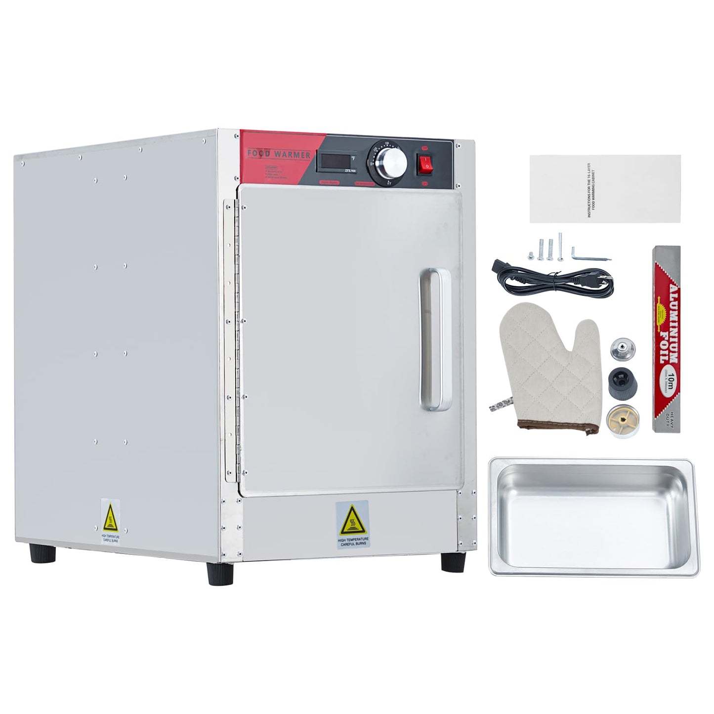 EliteEdge 4-Tier Hot Box Food Warmer 16"x23"x23", 850W Stainless Steel Heated Cabinet/Proofing Cabinet with Water Tray, Fits 1/1 Pans, Perfect for Pizza, Chicken, Patty, Pastry