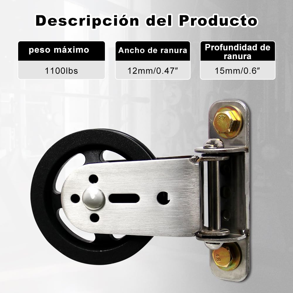 CNQLIS Gym Pulley Blocks,3.46in/90mm Wall Mount Fixed Pulley Wheel Rotation 180 Degree,Heavy Duty Swivel Pulley for LAT Pulley System,for Gym Pulley System, Gym Equipment, DIY Home Projects