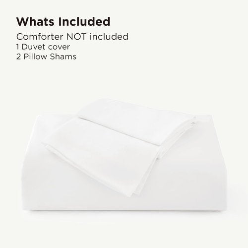 Bedsure Bamboo Duvet Cover Set | 100% Viscose Queen Size - Lightweight, Silky & Cooling for Hot Sleepers, Pure White
