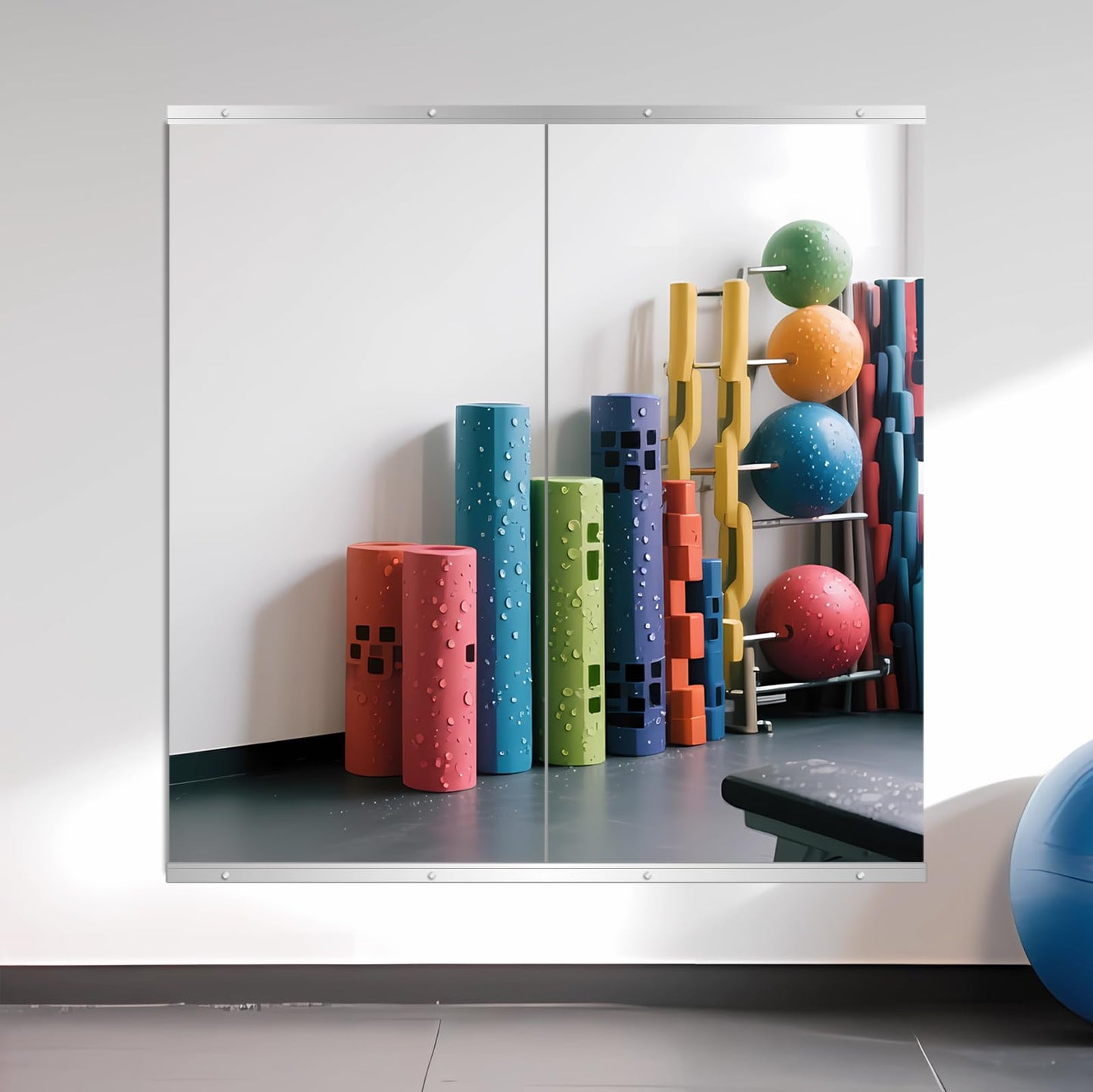 Ruomeng Home Gym Mirror, 48''x24''x2PCS Full Length, Large Frameless Body Mirror Tempered Glass for Gym, Workout, Yoga, Garage, Dance Studio