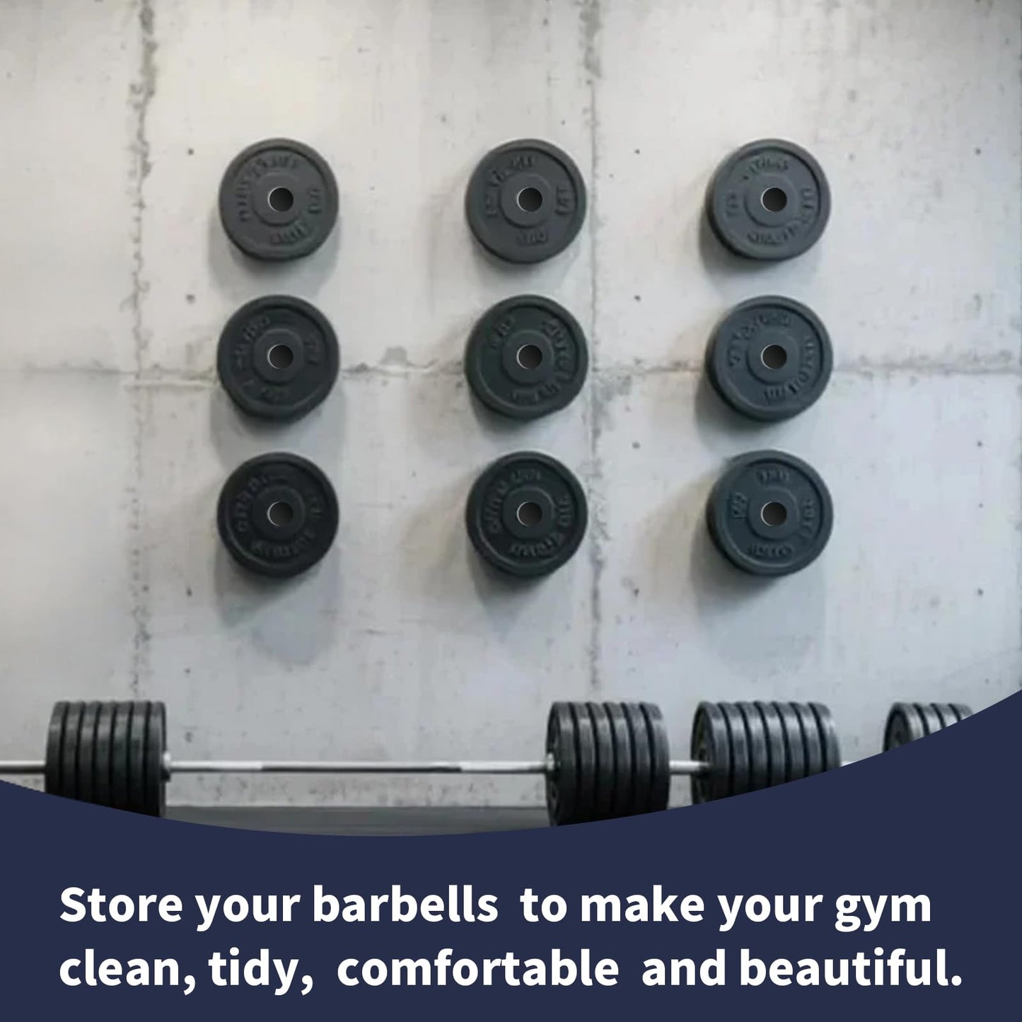 Wall Mounted Olympic Weight Plate Rack, Heavy Duty Metal 2" Plate Holder & Hanger for Home Gym, Garage Gym, Powerlifting & Fitness Equipment Storage, 275 lbs Capacity Barbell Plate Organizer with Screws for Wood & Concrete Walls
