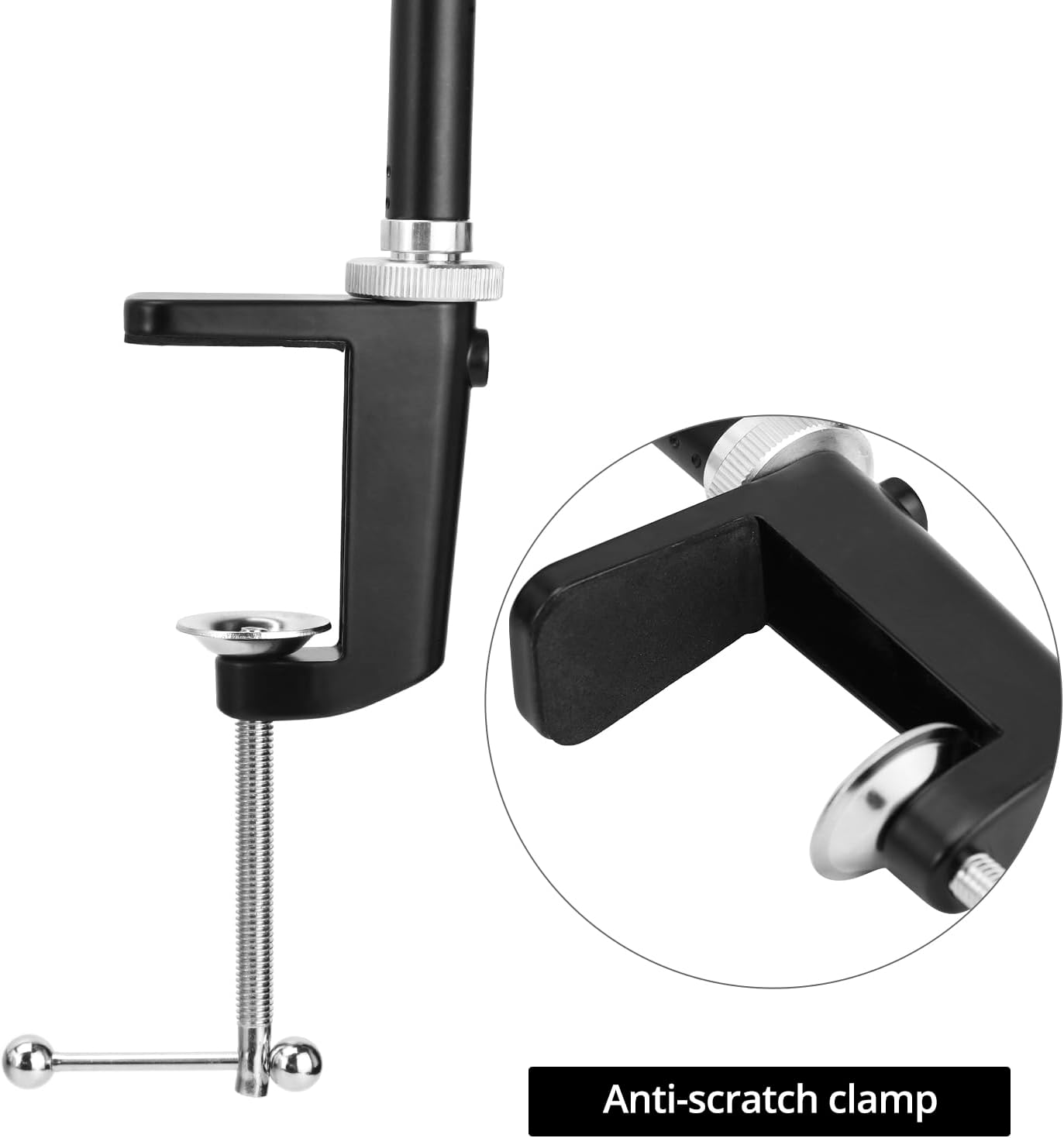QWORK 25" 5/8" Webcam Stand Camera Mount with Phone Holder, Gooseneck Camera Stand Desk Clamp & Screw for Action