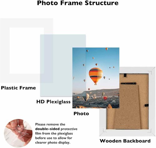 JCJMY 3x4 Picture Frame - Black Tabletop & Wall Display | Shatter-Resistant Plexiglass