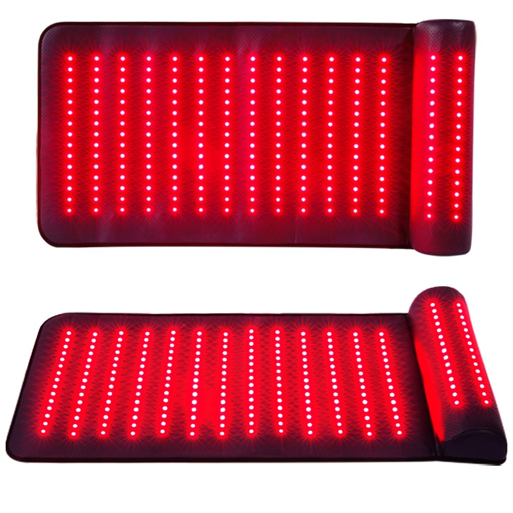 Infrared Red Light Therapy, Red Light Therapy Mat with Neck Support, 660nm&850nm NIR Deep Wavelength Blanket Pad for Back Belly Knee Shoulder HIPS Body Pain Relief