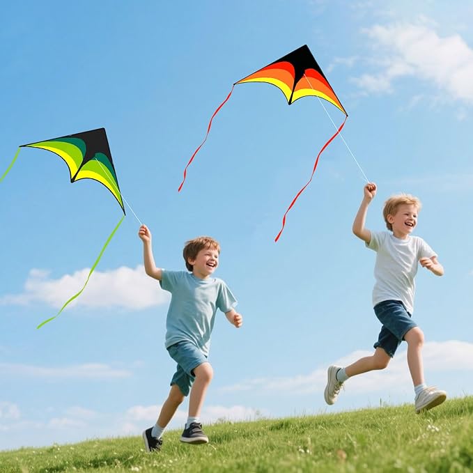 Mint's Colorful Life 3 Pack Delta Kites for Kids & Adults, Easy to Fly Large Kite Set for Beginners, Perfect Family Kites for Park and Beach Trip with 300ft String Included