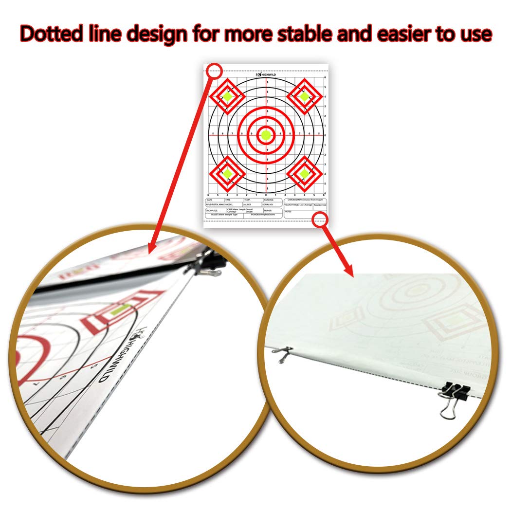 Highwild Paper Targets - Bullseye Target Sheet Paper - Practice for Firearms and Rifles Gun Shooting Outdoors - 13" X 17", 24 Pack