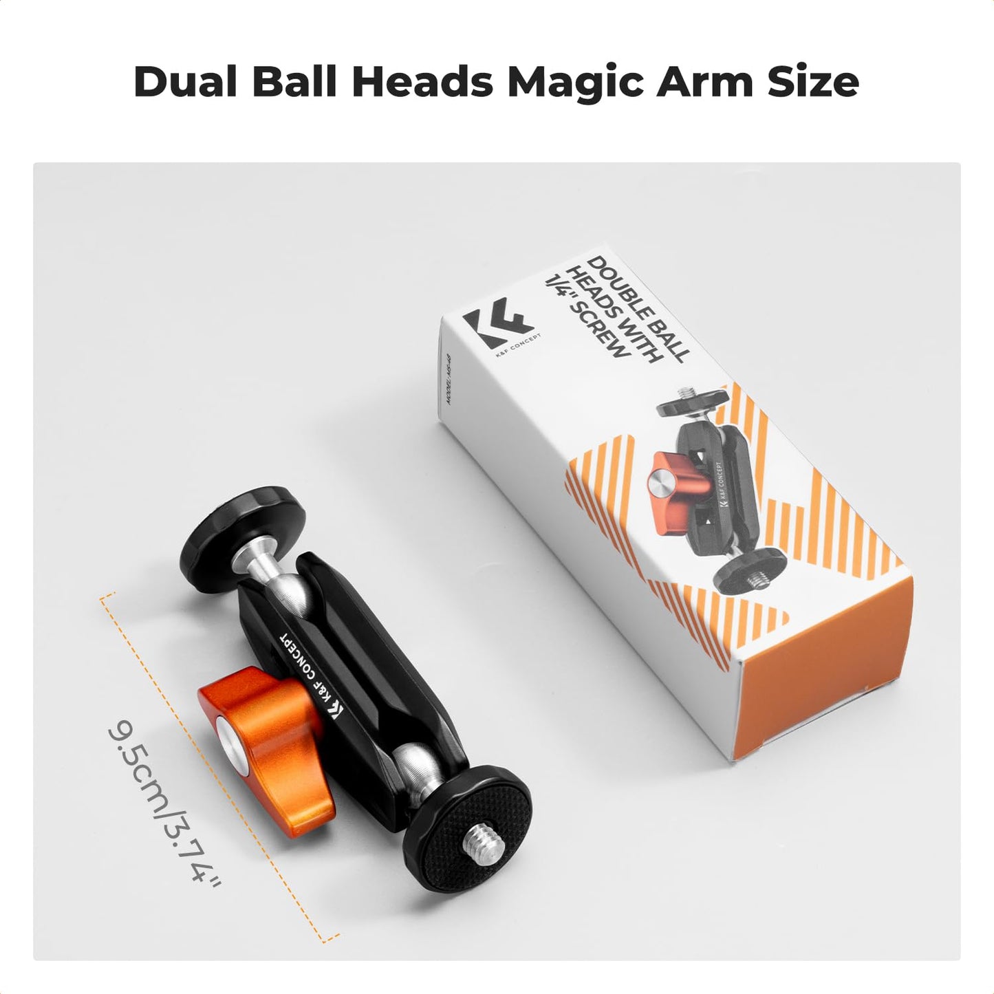 K&F CONCEPT Dual Ball Heads Magic Arm, Articulating Mini Magic Arm with 1/4" Screw, 360° Swivel Aluminum Alloy Camera Monitor Mount Arm for Camera, Light, Microphone, Monitor