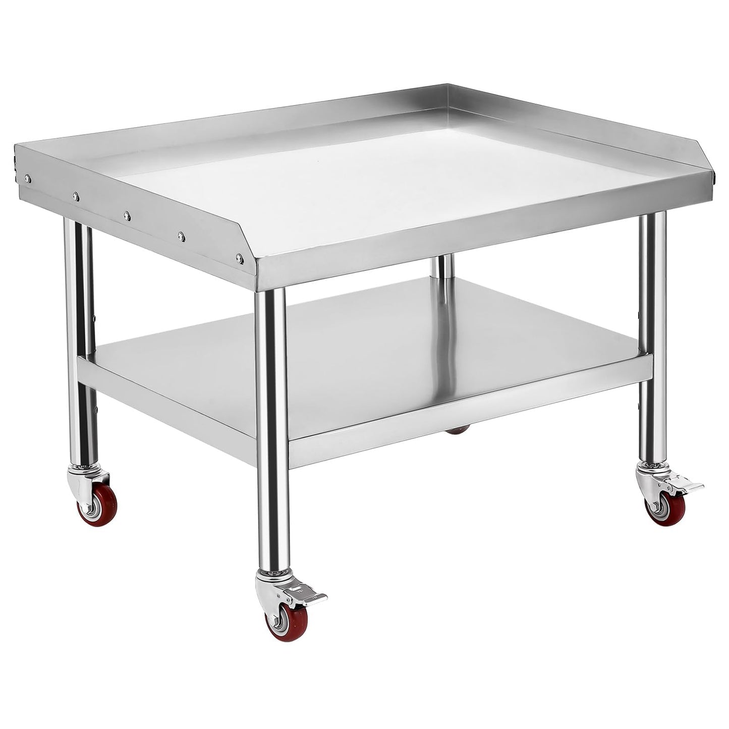 Garvee Stainless Steel Commercial Work Table with Wheels– 36x28 in, 1000 Lbs Capacity, Adjustable Shelf, Heavy Duty Grill Stand Prep Station for Professional Kitchen, Restaurant or Home