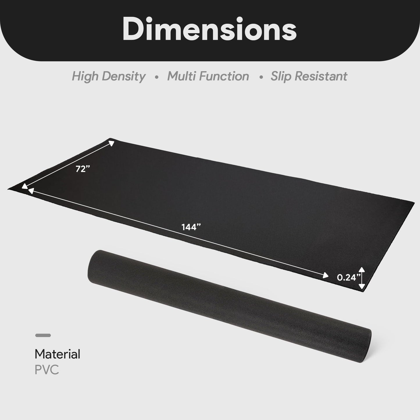 BalanceFrom High-Density Gym Equipment Floor Mat, 1/4-Inch Thick PVC – Non-Slip Flooring for Treadmill, Stationary Bike, Elliptical Trainer, Weight Bench, and Heavy Exercise Machines