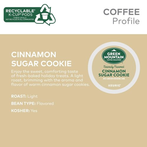 Green Mountain Coffee Roasters Light Roast Coffee Pods - Cinnamon Sugar Cookie Flavor | 12 Count