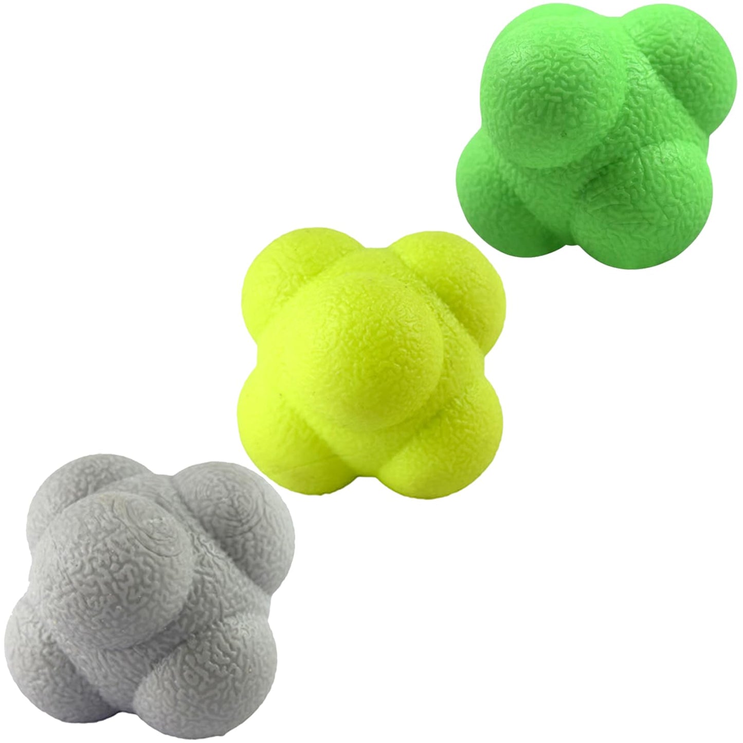 AIRLAXER Reaction Ball,Reflex Ball for Hand Eye Coordination Training,2.83 inch,Pack of 3-Grey,Yellow,Green.