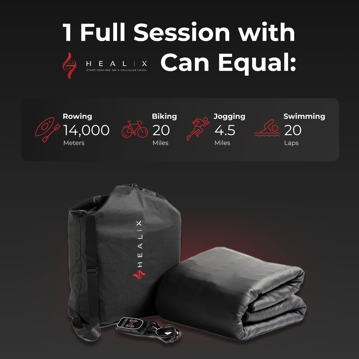 Healix Infrared Sauna Blanket Zero EMF | Portable Home Sauna Blanket for Relaxation & Wellness | Far Infrared Heating, Adjustable Temp (77–176°F), Carbon Fiber Heating, Hook-and-Loop Closure