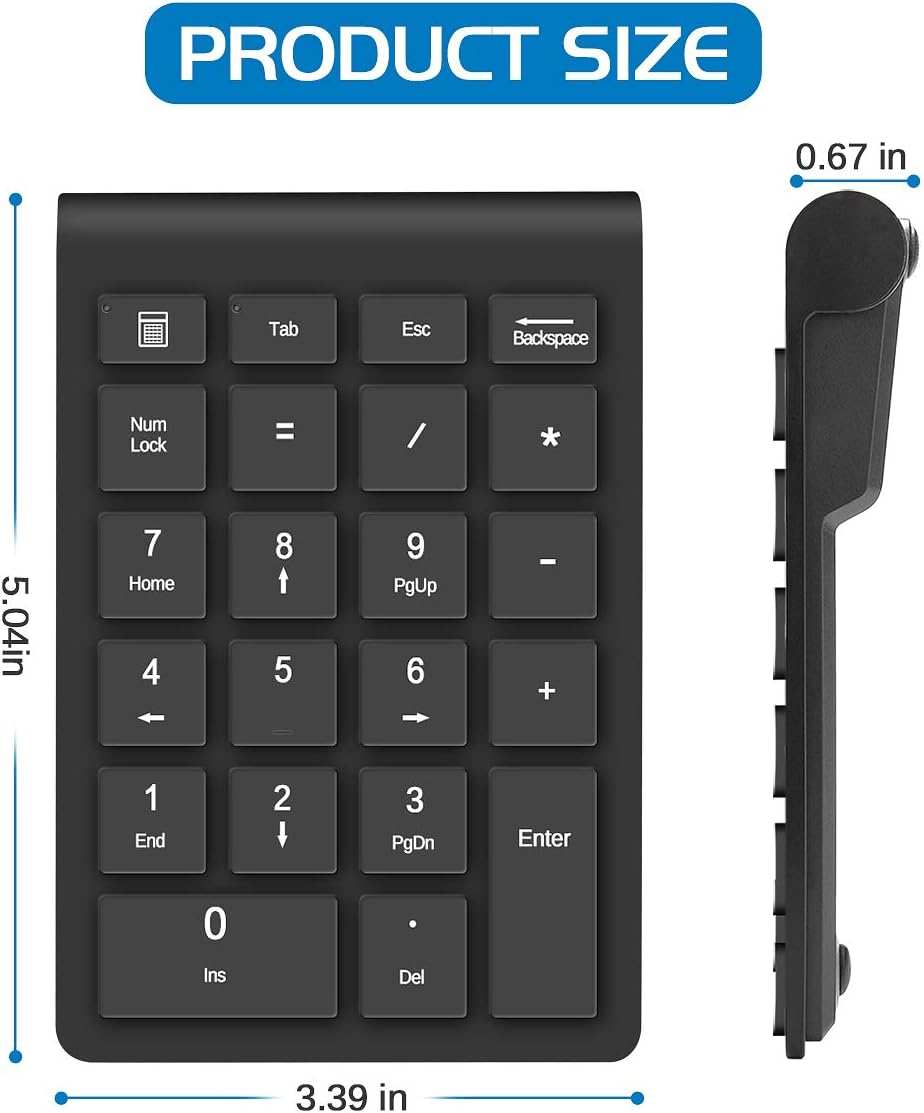 Foloda 22 2.4 Accounting 10 Wireless Number Pads, Numeric Keypad Numpad Keys Portable GHz Financial Number Keyboard