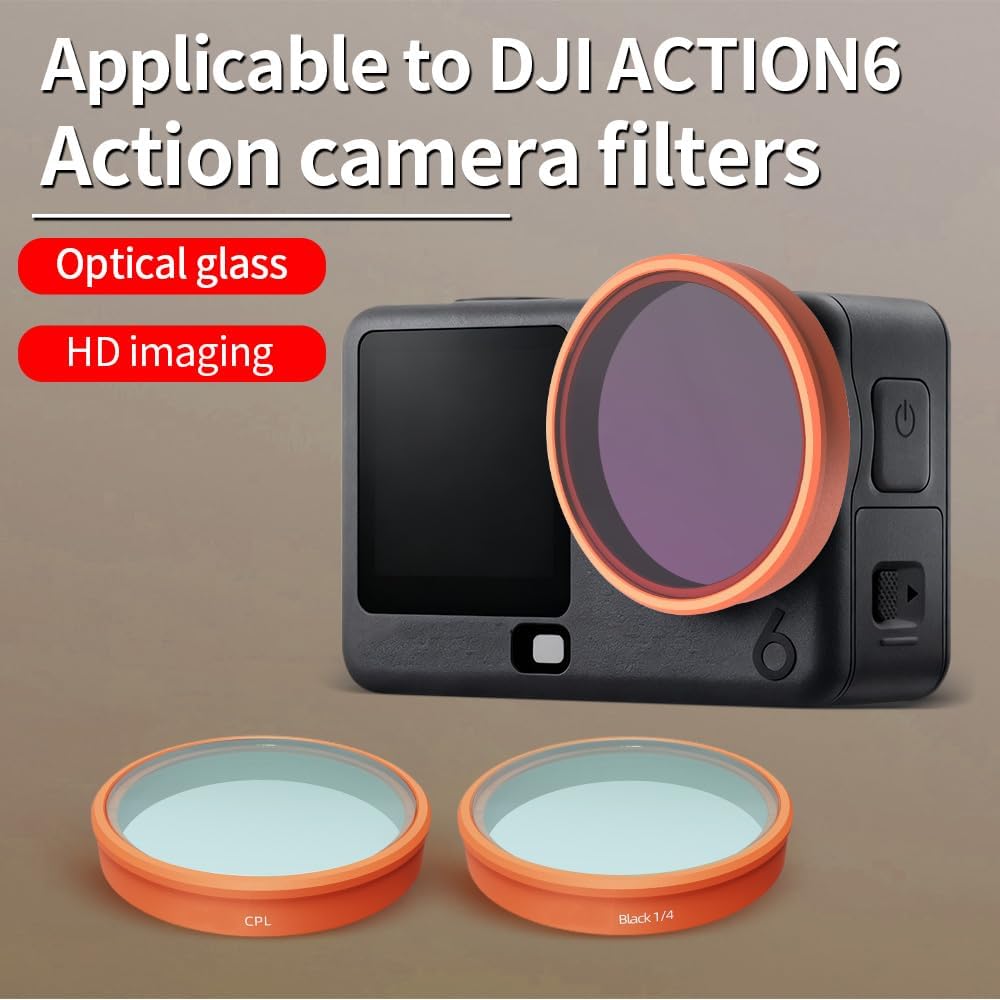 TEHAOUU 6, Action Camera Filters Compatible with DJI Osmo Action Multiple Filter Kit Including UV, CPL, ND, Star, Night