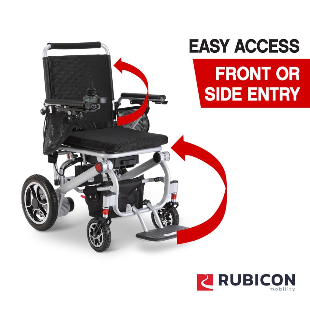 Rubicon DX07 All Terrain Foldable Electric Wheelchairs for Adults - Powerful 500W Motor - 12 mi Cruise Range - Detachable Airline Friendly Battery Supports up to 265 lbs (Model14)