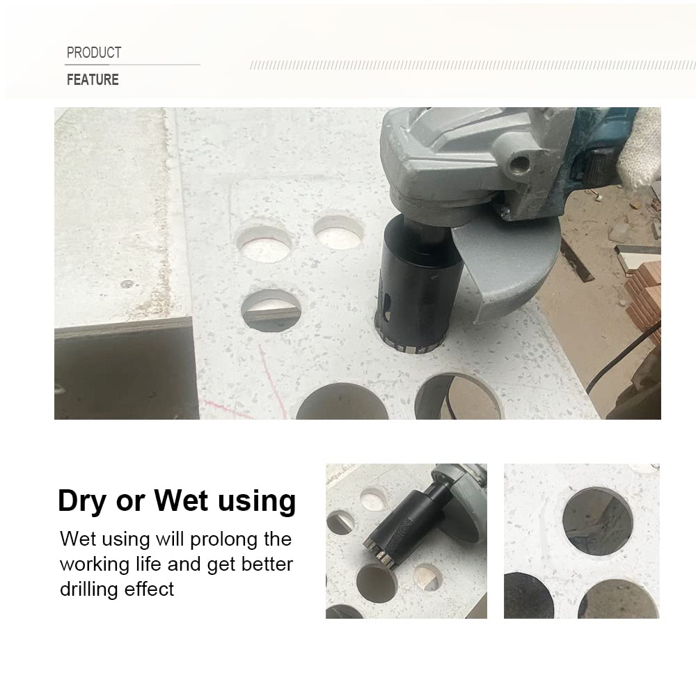 SHDIATOOL Diamond Core Drill Bits for Hard Stone Concrete Marble Granite Brick Laser Welded Dry or Wet Hole Saws