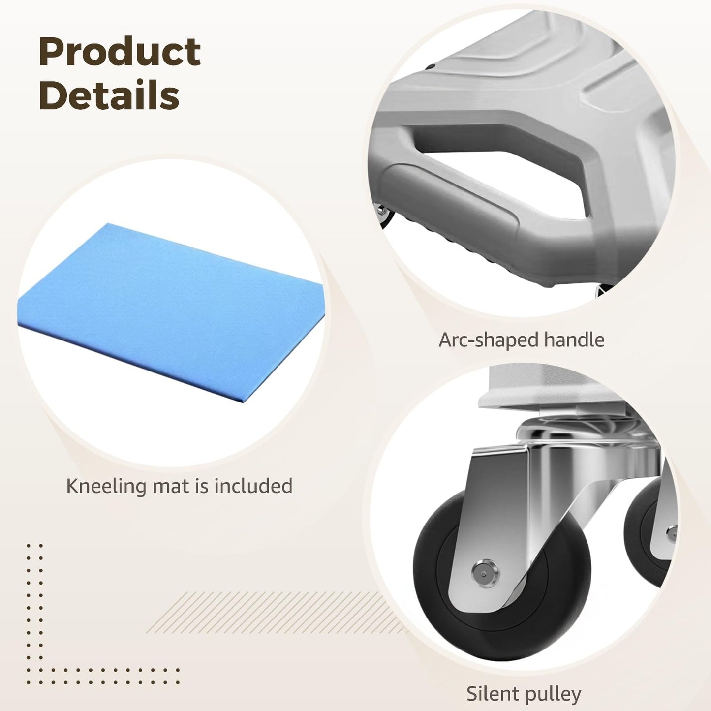 ABS Roller Wheel with Knee Pad, Ab Wheel Exercise Equipment for Home Gym, Plank Ab Roller Wheel for Core Trainer, Fitness Silent Gliding Disc for Core Workout, Gray
