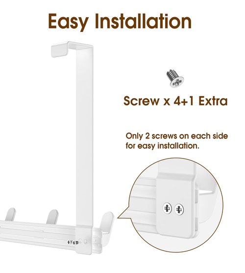 CHAUNCEY HOME Long Over The Door Hooks with 15.75-inch Arms for Easier Access by Women, Heavy Duty Door Hanger for Winter Coat, L16U, Fits Standard 1 3/8'' Doors, Towel Racks Organization, White