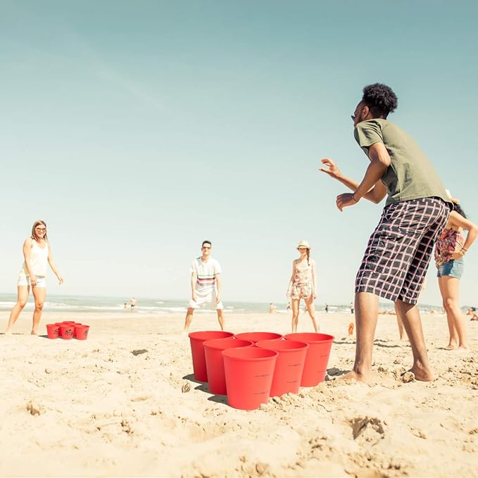 ropoda Giant Yard Pong,Yard Games with Durable Buckets and Balls - Choose Red Large, XL, or Green - Glow in The Dark, Outdoor Game with Carry Bag for The Beach,Lawn, Great Gift Choice for Families
