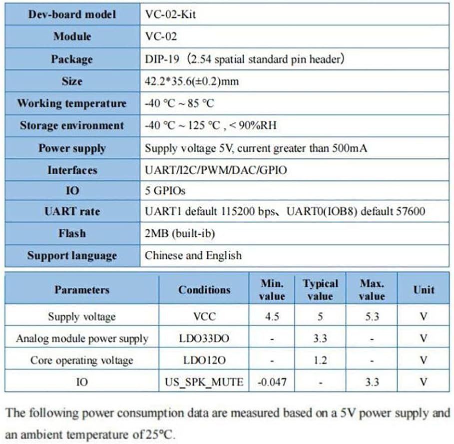 Comidox 1Pcs VC-02-Kit Voice Control Module Intelligent Offline Speech Module for Smart Home Devices & Lighting Voice