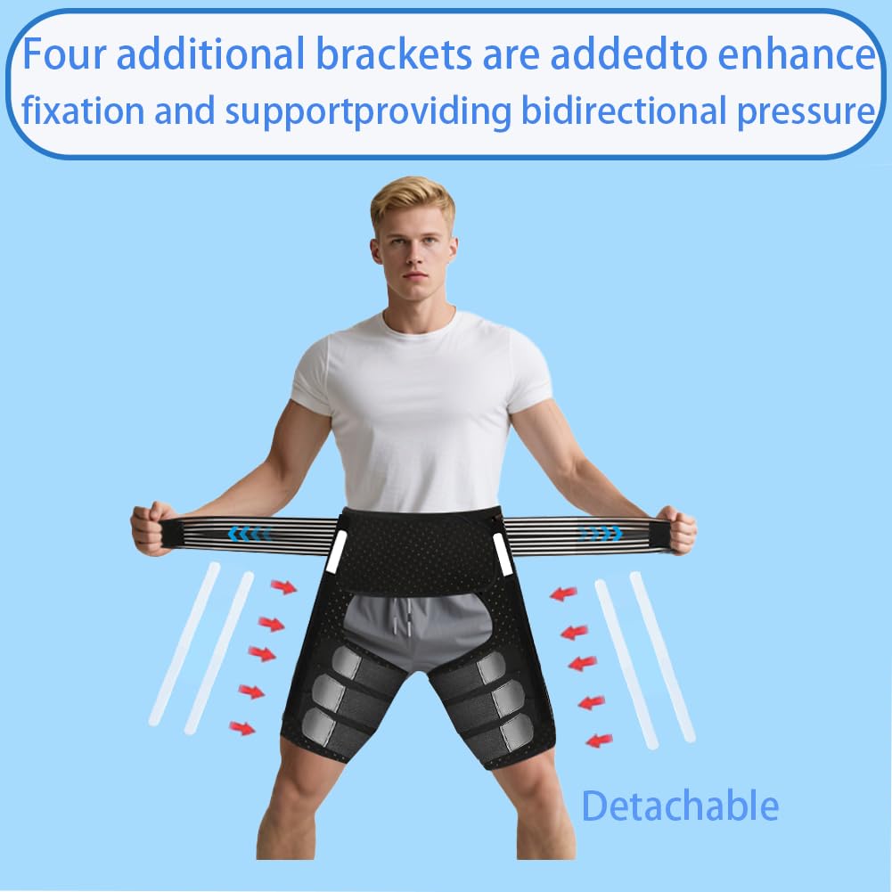 CMRCOYO Adjustable Hip & Thigh Compression Sleeve for Men Women - Breathive Sport Wrap for Gym, Running, Workout ﻿ (1, Large)