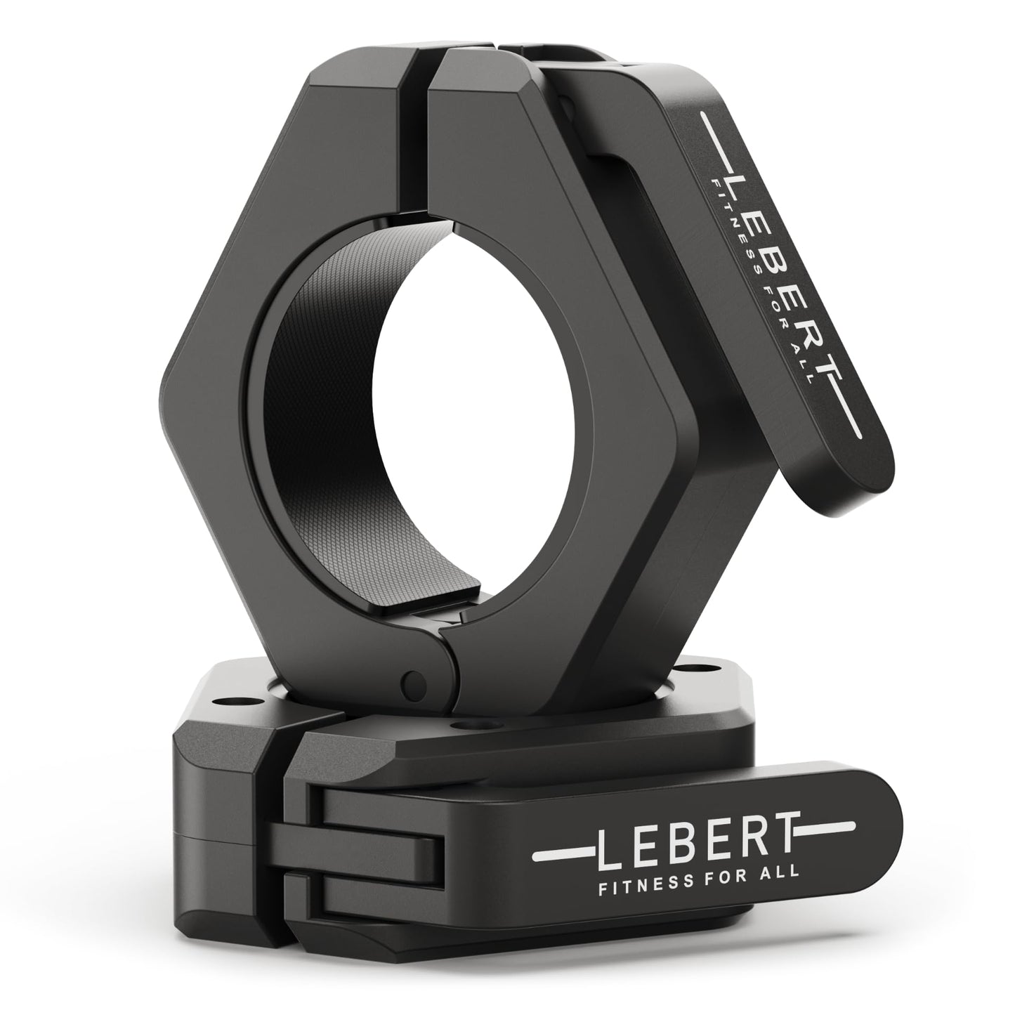Lebert Fitness Magnetic Black Barbell Collars 2” Olympic – Locking Weight Clamps, Quick Release Barbell Clips, Secure Grip Gym Collars.