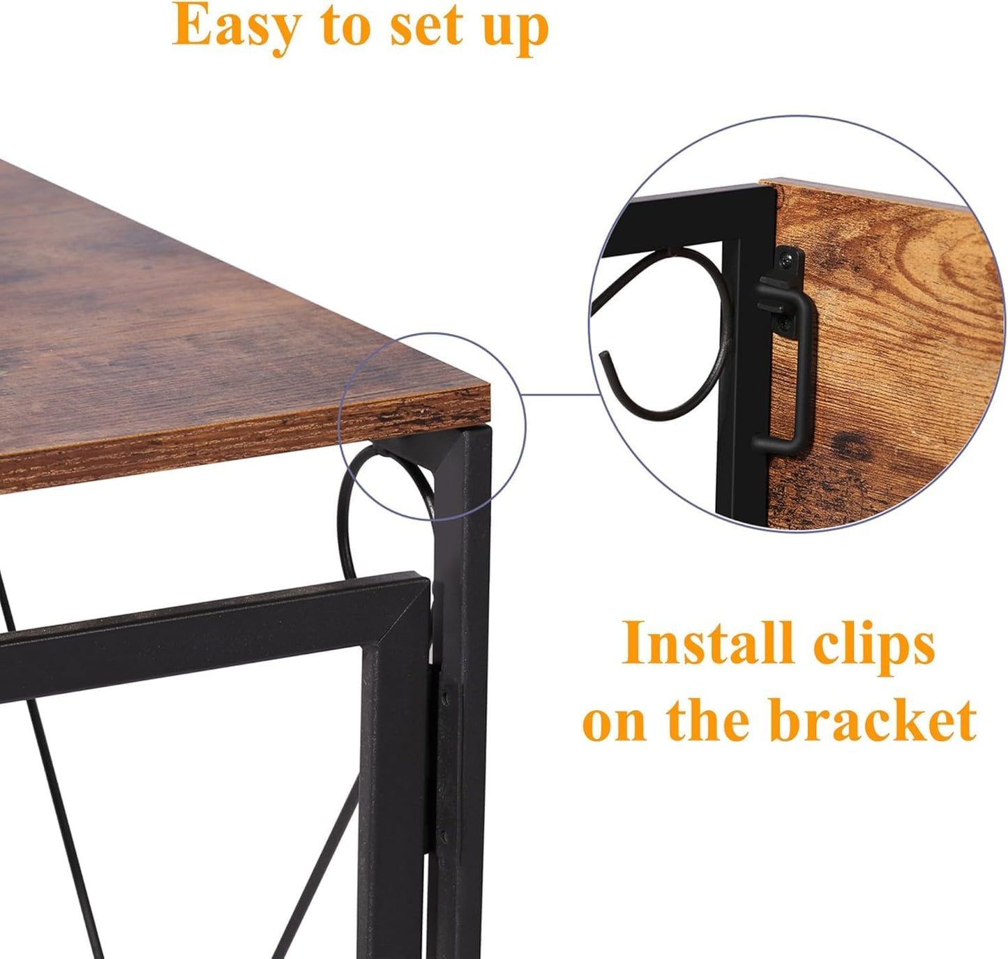 VECELO 39 Inch Folding Desk - Simple Assembly Writing Computer Desk for Home Office | Classic Brown