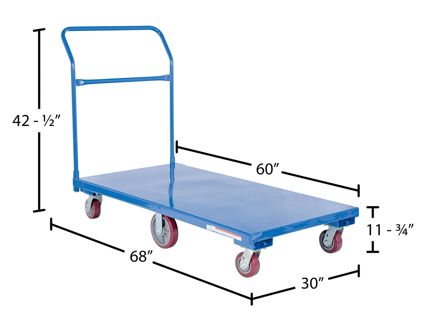 Vestil FLAT-C Steel Flat Bed Cart 30 In. x 60 In. 2,000 Lb. Capacity Blue