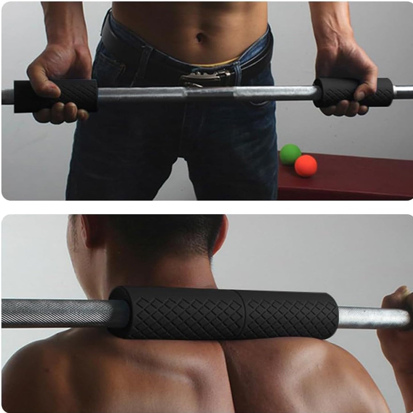 Thick Dumbbell & Barbell Grips for Weightlifting - High-Density Silicone Rubber, Non-Slip Gym Grips for Muscle Growth, Hand Stress Relief, Arm Blaster Adapter Black (1 Pair)