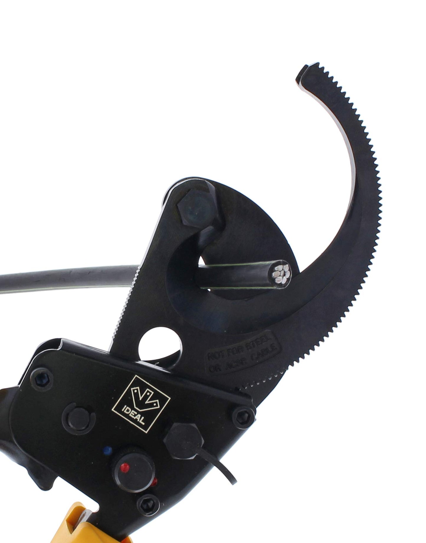 IDEAL Electrical 35-053 Ratcheting Cable Cutter 750 MCM, Wire Cutting Tool w/Steel Rounded Blade, Quick Release Handle