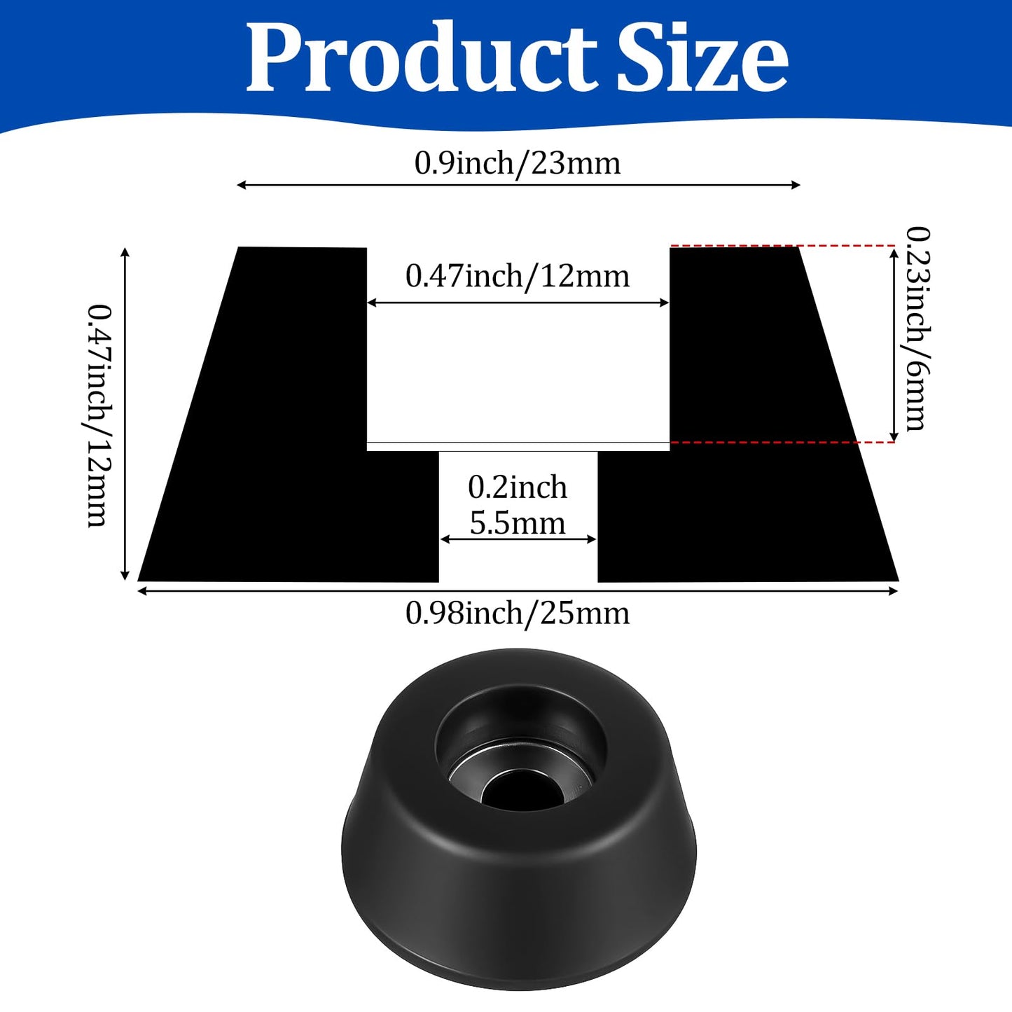 4Pcs Heavy-Duty Rubber Feet Speaker Isolation Pads with Stainless Steel Screws for Subwoofer, Subwoofer, Guitar Amps, Furniture, Turntables, Cutting Boards, Cabinets 0.98“ W x 0.47” H (Black)