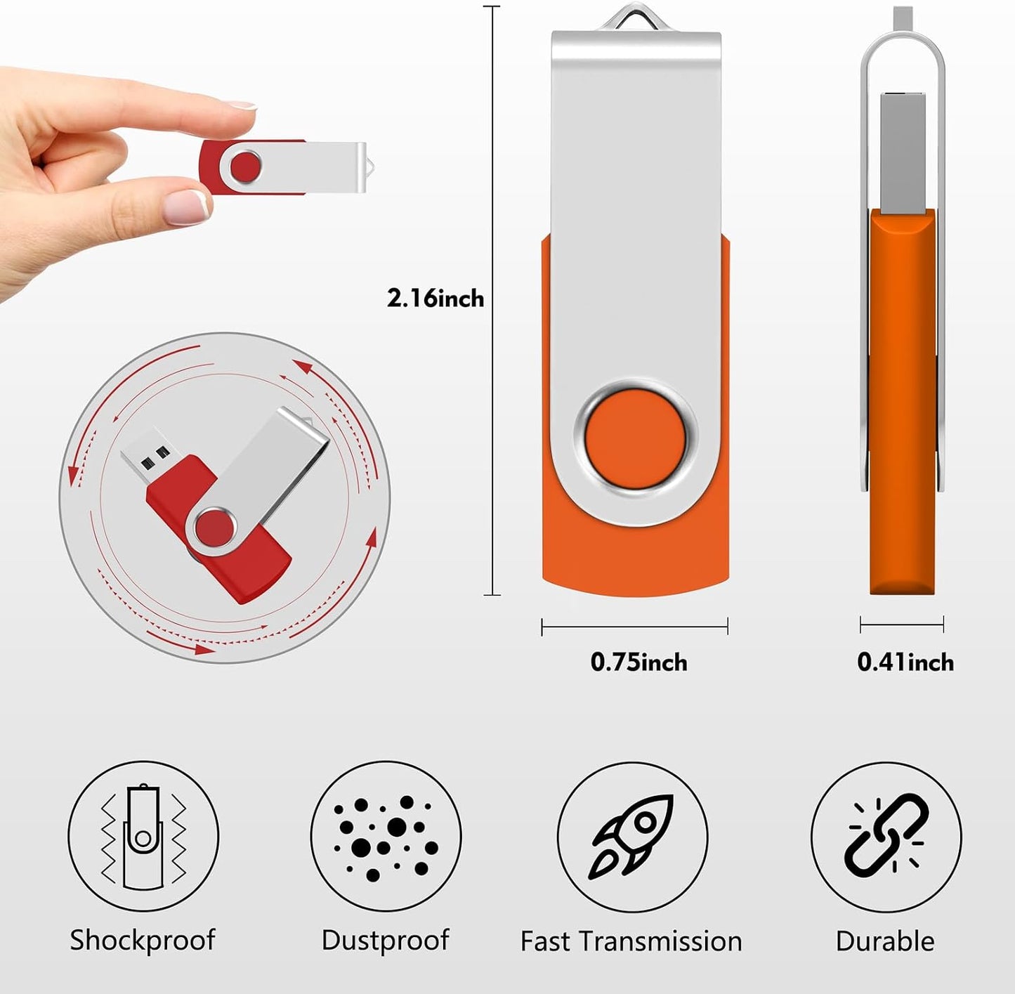 AreTop 2GB 10 Pack USB2.0 10 USB Flash Drive Pen Drive Memory Stick Pendrive Thumb Drives Bulk for Fold Data Storage