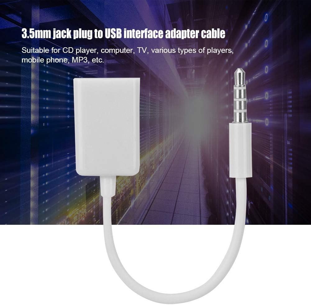 WERPOWER 3.5mm Player/MP3/Computer/TV USB to AUX Adapter, Stereo Male Aux Audio Plug Jack to USB Female Adapter