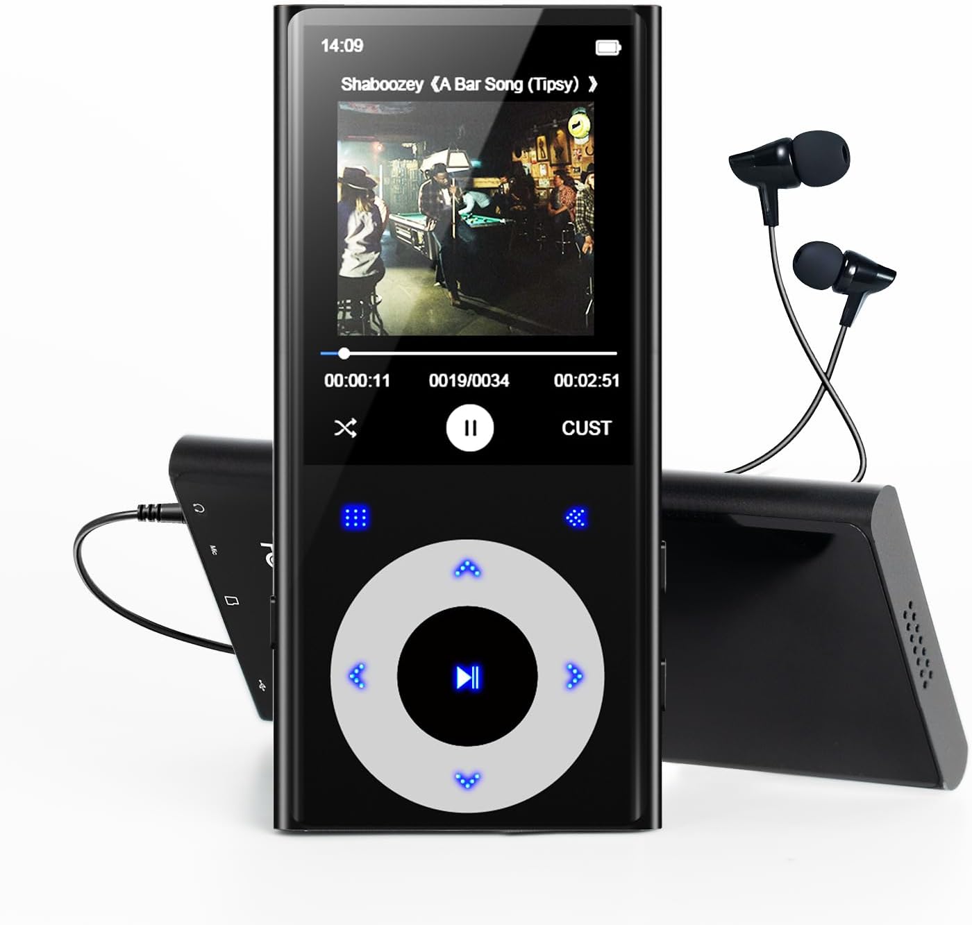 CCHKFEI 64GB MP3 2.4" MP3 MP3 128GB Player with Bluetooth Screen Hi-Fi Lossless Sound Bluetooth Player Built-in Speaker