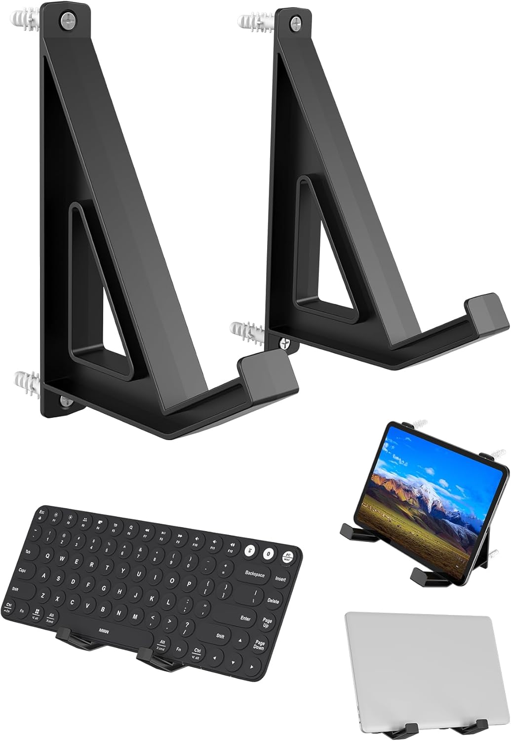 Universal Wall Mount Storage Organizer for Keyboard/Laptop/Tablet, Wall Display Rack Holder for Electronics, Compatible