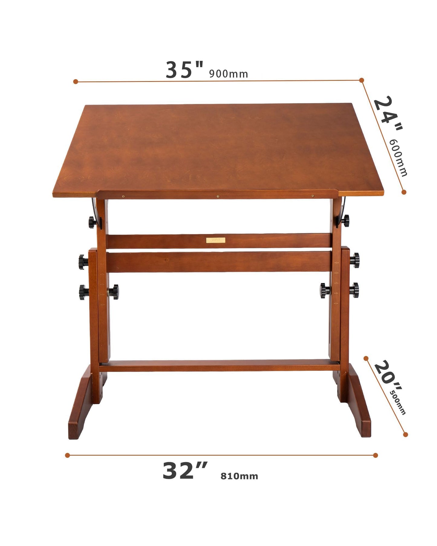 DJAR Adjustable Wooden Drafting Table, 35"x24" Walnut Drawing Desk for Art, Sketching, Painting & Writing