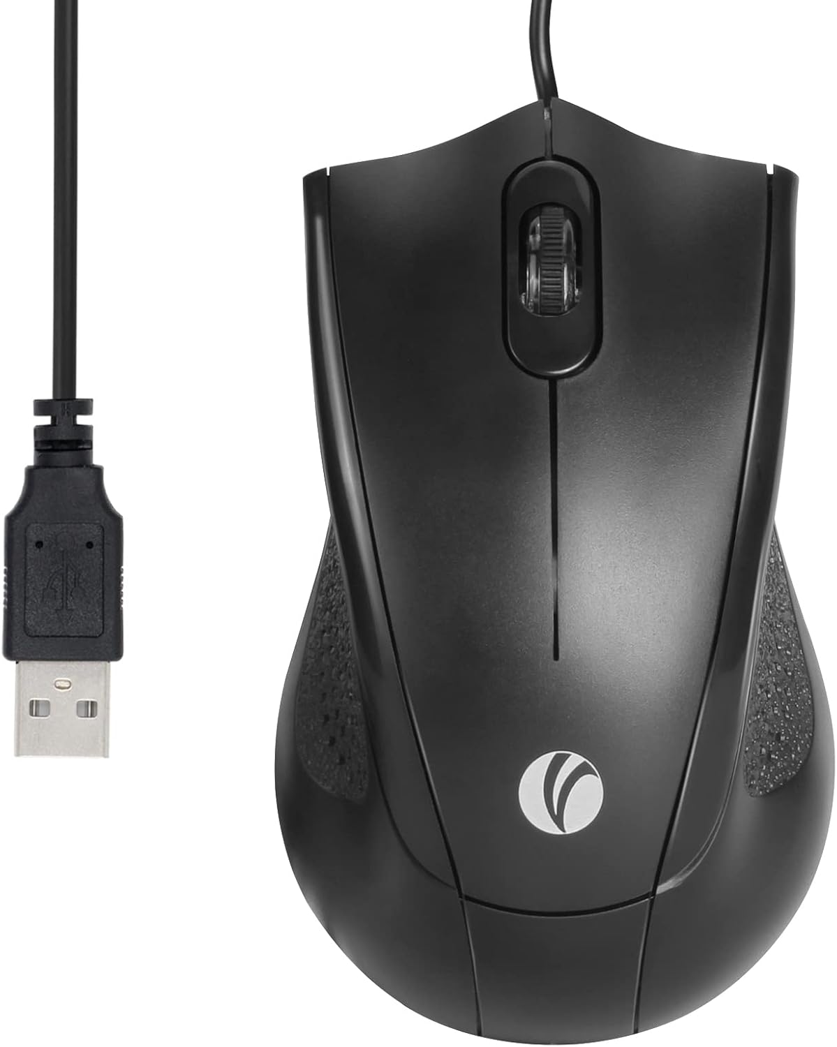 VCOM 6-Foot 1200 Wired USB Mouse with Cord, DPI, Right or Left Hand Use, Ergonomic Design, Black