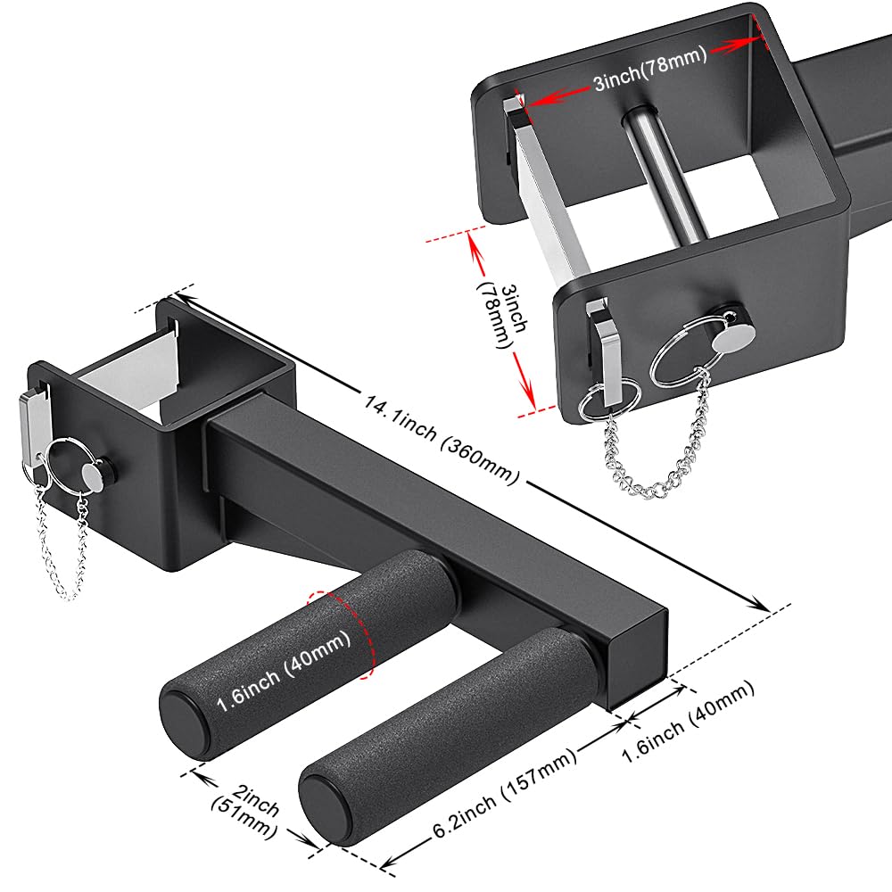 Lifeswell Dip Bar Attachment for 3" x 3" Power Rack, Non-Slip Wide & Narrow Grip Handles, 500 lbs Capacity, Squat Rack Attachment for Dips, Inverted Rows, Push-Ups