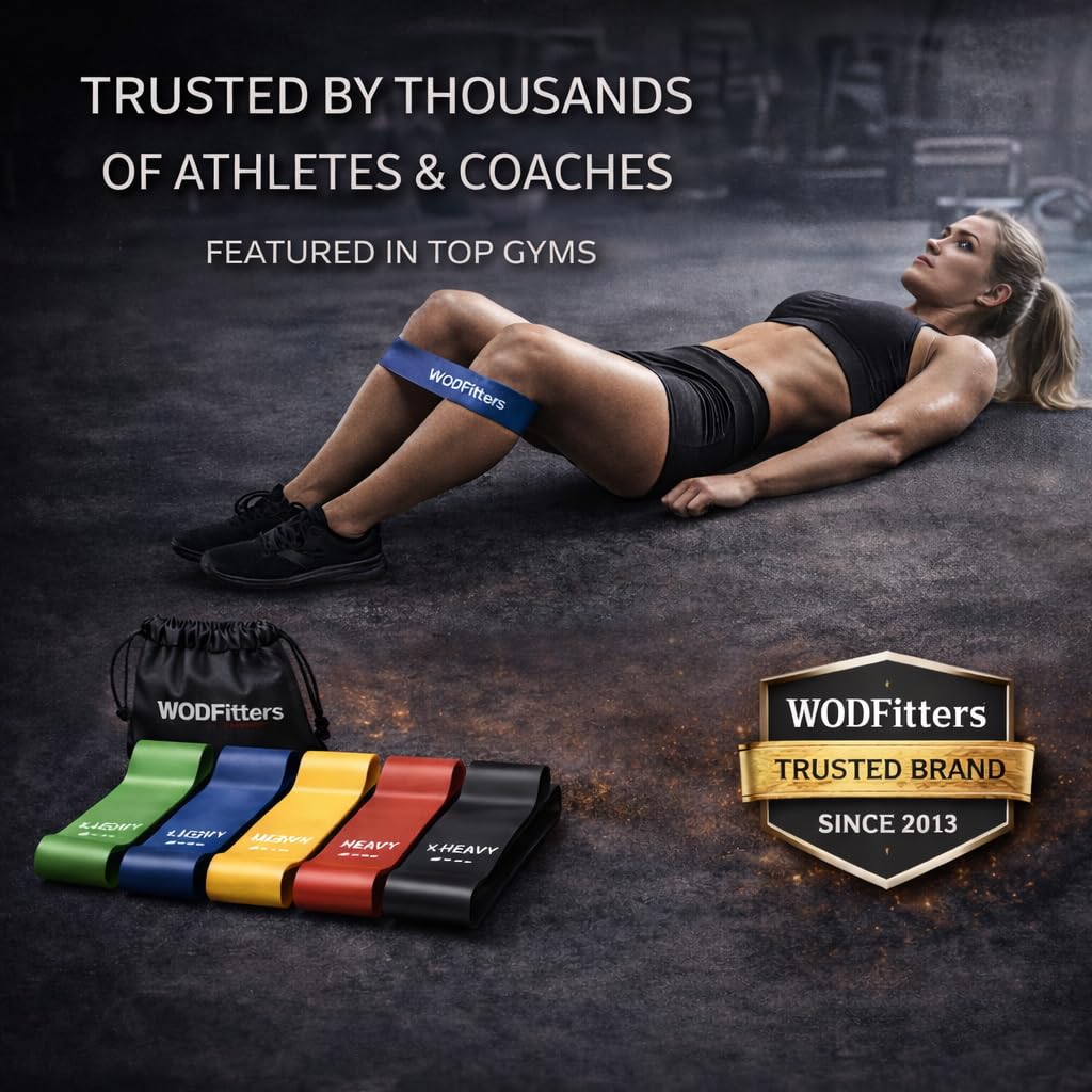WODFitters Mini Bands Set - 5 Exercise and Workout Resistance Bands - Exercise Loops - Workout Flexbands for Stretching, Physical Therapy, Rehab, Home Fitness and Muscle Activation