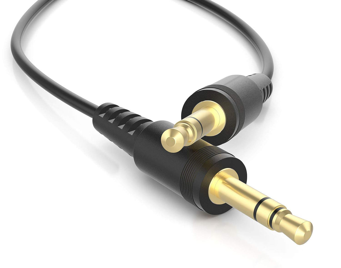 0.6ft 3,5mm valonic Short Audio Cable - - - AUX Cord for car, TV or Phone - Male to Male - Black