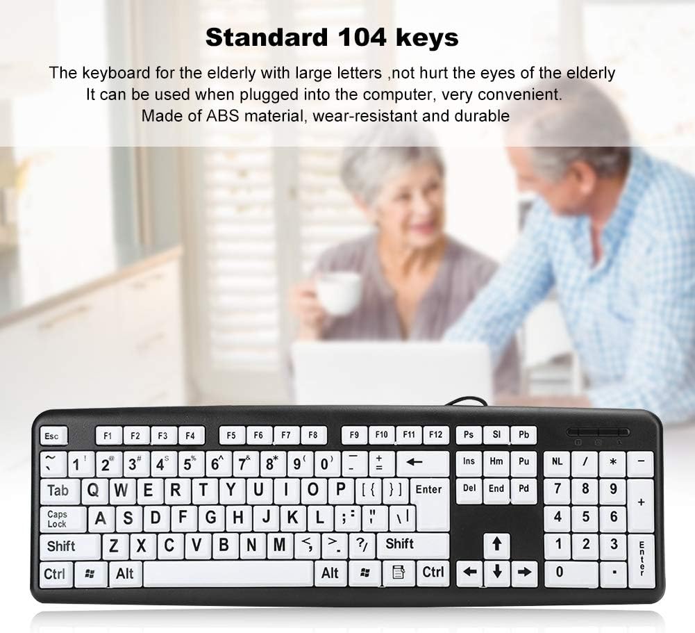 Kafuty-1 Large Print Computer Keyboard Wired Large Letter Key Keyboard USB Low Vision Keyboard with Oversized Print
