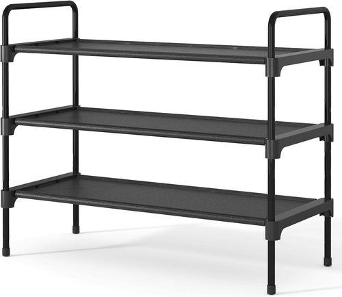 Kitsure Shoe Rack - Sturdy Space-Saving Shoe Storage for Closet | 27.6" Wide, Black