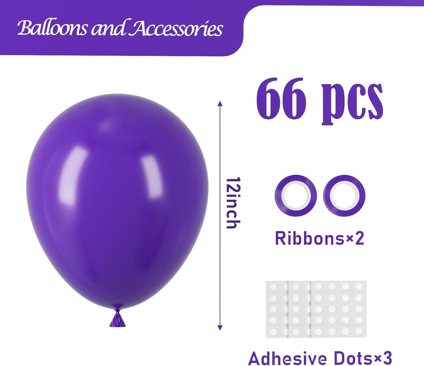 Voircoloria Dark Purple Balloons - 12-Inch Deep Purple Latex | 66-Pack for Halloween, Weddings & More