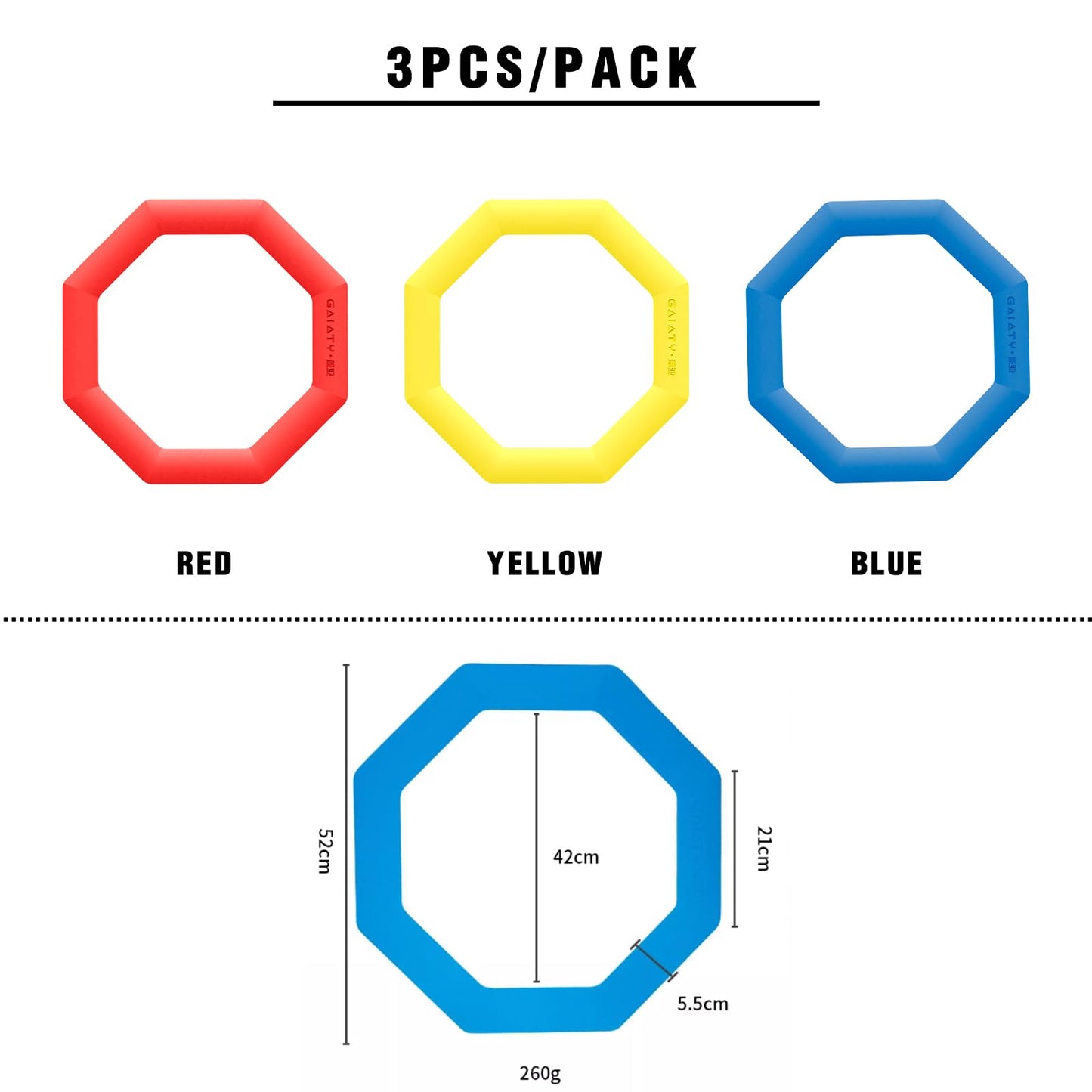 bibahala Agility Rings 3 Pcs Suitable for Sports & Fitness Step Training, Non-Slip Silicone Speed Training Rings with 192 Suction Cups, Training Equipment for Basketball Soccer Street Dance (Red)